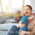 wholesale 14K Solid Mama Nameplate Pendant Necklace with Heart and Flower Charms for Women's s-0-4