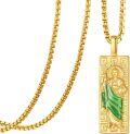 wholesale Gold 925 Sterling Silver Jade Saint Jude Pendant Chain Catholic s for Men & Women-0-0