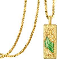 wholesale Gold 925 Sterling Silver Jade Saint Jude Pendant Chain Catholic s for Men & Women-St Jude-A