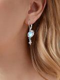 wholesale 925 Sterling Silver Moonstone Planet Drop Earrings with Blue Cubic Zirconia Stars - Celestial Jewelry for Women-0-5
