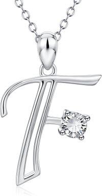 wholesale 925 Sterling Silver 26 Alphabet Pendant Necklace Jewelry-Letter F