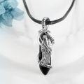 wholesale 925 Sterling Silver Santa Muerte Pendant on Black Cord Chain - Religious Jewelry for Men & Women-0-4