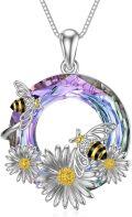 wholesale TOUPOP Sterling Silver Necklaces Animal Jewelry For Women Butterfly/cat/dogbee/elephant/rabbit/penguin/horse/snake/phoenix Jewelry Necklace Gifts For Women (bee Flower) -0-0