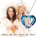 wholesale 925 Sterling Silver Heart-Shaped Pendant with Blue Crystal and Engraved Figures - Fashion  for Women Sisters & Friends-0-1