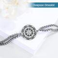 wholesale 925 Sterling Silver Compass Charm Bracelet with Chain - Adjustable Size s for Women-0-2