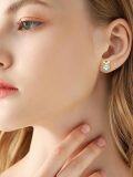 wholesale 925 Sterling Silver Tiger Heart Moonstone Stud Earrings for Women - Hypoallergenic -0-2