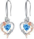 wholesale TOUPOP Aquamarine March Birthstone Earrings Sterling Silver Rose Heart Aquamarine Earrings Heart Butterfly Earrings Jewelry Anniversary Birthday Christmas Gifts For Women Her Wife Girlfriend Mom -0-0
