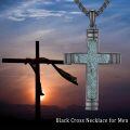 wholesale Turquoise Inlay 925 Sterling Silver Cross Pendant Necklace for Men & Women - Religious Jewelry Christian Baptism Gift-0-5