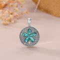 wholesale 925 Sterling Silver Turquoise Flower Pendant Necklace for Women-0-1