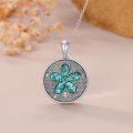 wholesale 925 Sterling Silver Turquoise Flower Pendant Necklace Wholesale For Women And Men Boho Style Jewelry With Chain-0-1