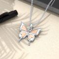 wholesale 925 Sterling Silver Heart-Shaped Butterfly Pendant with Cubic Zirconia Chain Necklaces Gifts for Mother/Wife/Girlfriend/Daughter/Sister/Friend-0-4
