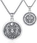 wholesale 925 Sterling Silver Triple Moon Goddess Pentagram Pendant Necklace with Chain 30-0-0