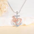 wholesale 925 Sterling Silver Heart-Shaped Anchor Pendant Necklace with Rose Gold Accents and Chain for Women-0-2