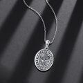 wholesale 925 Sterling Silver Photo Frame Pendant with Mythical Figure and Runes - Gothic Punk Style Necklaces for Men Women Gifts-0-1