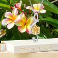 wholesale 925 Sterling Silver Plumeria Flower Musical Note Pendant Necklace for Women-0-4