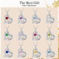 TOUPOP Sterling Silver Mother Daughter Necklace Gemstone Jewelry Gift-0-3