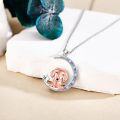 wholesale 925 Sterling Silver Dachshund Heart Moon Pendant Necklace for Women Animal Lovers Gifts-0-1
