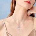 wholesale 925 Sterling Silver Heart-Shaped Moonstone & Turquoise Cross Pendant Necklace for Women and Girls-0-2