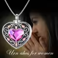 TOUPOP Sterling Silver Purple Crystal Rose Flower Urn Necklace For Ashes-0-5
