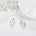 wholesale 925 Sterling Silver Mother of Pearl Feather Wing Drop Earrings for Women-0-3