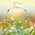 wholesale 925 Sterling Silver Gemstone Bracelet Wholesale With Colorful Stones And Adjustable Chain-0-5