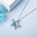 wholesale 925 Sterling Silver Blue Opal Sea Turtle Pendant Necklace for Women Girls  45cm Chain Length-0-4
