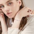 wholesale 925 Sterling Silver Platinum Plated Rose Quartz Sideways Cross Bracelet For Women-0-3