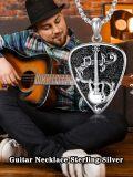 wholesale 925 Sterling Silver Guitar Music Note Pendant Necklace for Men Women -0-3