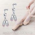 wholesale S925 Sterling Silver Ballet Shoe Pink Crystal Drop Dangle Earrings for Women-0-4