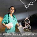 wholesale 925 Sterling Silver Infinity Stethoscope Nurse Necklace for Women Nursing Student Pendant Medical s-0-3