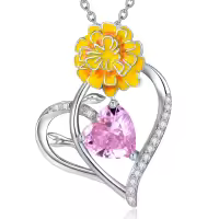 wholesale 925 Sterling Silver Birthstone Flower Necklace for Women-05-May-Lily of the valley