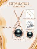 wholesale Sterling Silver Black Pearl Pendant Necklace for Women Jewelry Gift-0-11