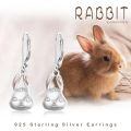 wholesale 925 Sterling Silver Cute Rabbit Head Drop Earrings Platinum Plated Rose Gold Accents-0-3