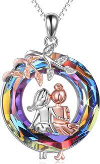 wholesale Sterling Silver Heart Necklace Sisters Gift for Friendship Birthday Christmas-Sisters Jewelry Crystal