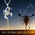 wholesale 925 Sterling Silver Scorpion Pendant with Blue Stone and Gold Chain Necklace for Men-0-3
