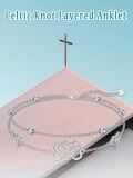 wholesale TOUPOP Heart Celtic Knot Anklet For Women 925 Sterling Silver Adjustable Foot Double Layered Chain Anklet Bracelets Celtic Jewelry Christmas Birthday Gifts For Her Mother Friend -0-5