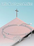 TOUPOP Sterling Silver Heart Celtic Knot Adjustable Double Layer Anklet-0-5