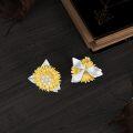 wholesale 925 Sterling Silver Yellow Gold Plated Cubic Zirconia Sunflower Stud Earrings for Women-0-4