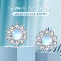 wholesale 925 Sterling Silver Blue Opal Halo Stud Earrings with Cubic Zirconia and Celtic Knot Design - Hypoallergenic Jewelry for Women-0-5