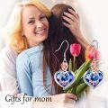 wholesale  Sterling Silver Crystal Mom Earrings Rose Flower Love Heart Dangle Drop Hook -0-31