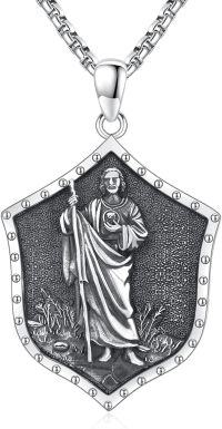 wholesale 925 Sterling Silver Saint Benedict Shield Necklace - Catholic Protection Jewelry for Men Women -Saint Jude