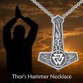 wholesale 925 Sterling Silver Thors Hammer Pendant - Viking Jewelry Norse Symbol Necklaces for Men Women -0-2