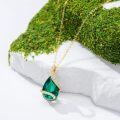wholesale 14K Gold with Created Emerald & Moissanite Teardrop Pendant Necklace, 4CT D Color Gemstone Gift for Women-0-3