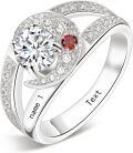 wholesale 925 Sterling Silver Personalized Name Birthstone Ring With Engraving-0-1