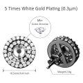 wholesale 925 Sterling Silver Round Black Plated CZ Stud Earrings for Men-0-1