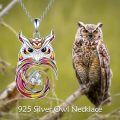 wholesale 925 Sterling Silver Enamel Owl Pendant with Cubic Zirconia Necklaces for Women Girls s-0-1