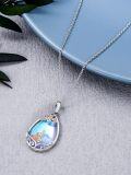 wholesale 925 Sterling Silver Teardrop Moonstone Family Pendant Necklaces for Mom Dad Children Gift Set-0-3