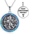 wholesale 925 Sterling Silver Saint Christopher Protect Us Round Pendant Necklace for Men & Women-0-0