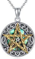 wholesale 925 Sterling Silver Abalone Shell Inlay Tri-Spiral Star Pendant Necklace for Women-0-0