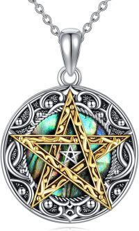 wholesale 925 Sterling Silver Abalone Shell Inlay Tri-Spiral Star Pendant Necklace for Women-Abalone Pentagram-3